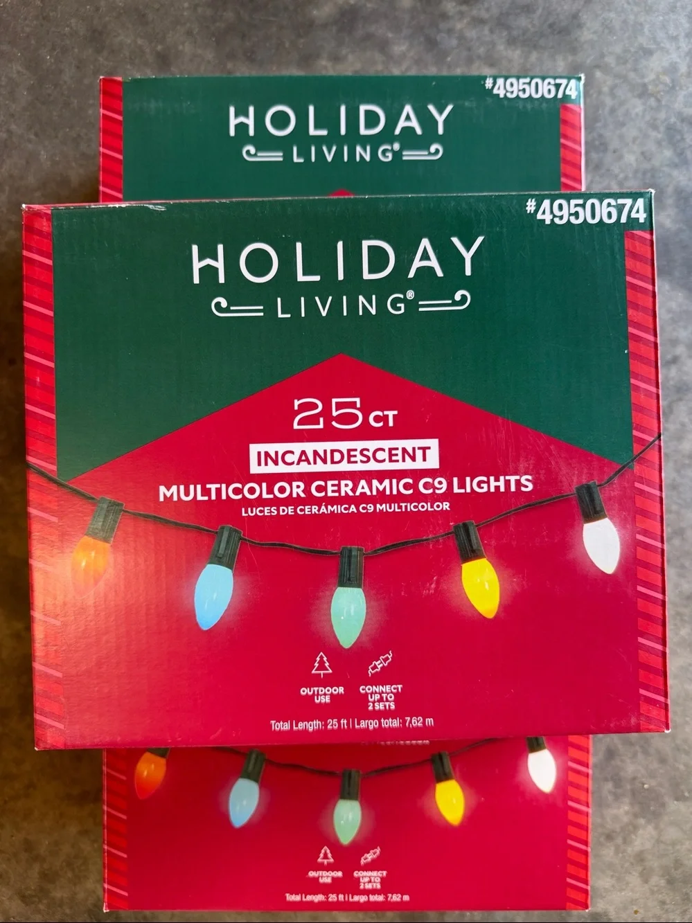 NWT 3 Boxes Multicolor Ceramic C9 Incandescent Holiday Lights - 25ct